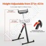 Mobilus ir tvirtas stalo pjūklų atraminis stovas – 113 kg talpa, reguliuojamas aukštis 69–109 cm - Image 7