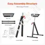 Mobilus ir tvirtas stalo pjūklų atraminis stovas – 136 kg talpa, reguliuojamas aukštis 68–108 cm topick - Image 4