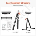 Mobilus ir tvirtas stalo pjūklų atraminis stovas – 61 kg talpa, reguliuojamas aukštis 68–108 cm - Image 4