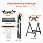Mobilus stalo pjūklų atraminis stovas – 84–127 cm aukščio, 200 kg talpa, sulankstomas - Image 4