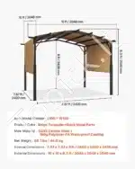 Moderni metalinė 3 × 3 m pergola su slidžiu stogu - Image 7