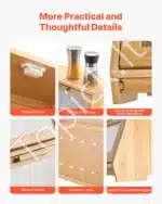 Natūralios spalvos dviejų lygių bambukinė duonos dėžė virtuvės stalviršiui - Image 6