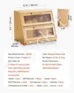 Natūralios spalvos dviejų lygių bambukinė duonos dėžė virtuvės stalviršiui - Image 7