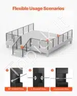 Nerūdijančio plieno trosų turėklai, laiptų turėklų stulpas, juodas (106,7 x 5 x 2,5 cm) - Image 5