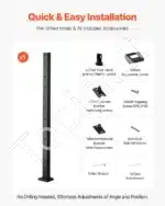 Nerūdijančio plieno trosų turėklai, laiptų turėklų stulpas, juodas (106,7 x 5 x 2,5 cm) - Image 6