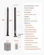 Nerūdijančio plieno trosų turėklai, laiptų turėklų stulpas, juodas (106,7 x 5 x 2,5 cm) - Image 7