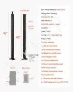 Nerūdijančio plieno trosų turėklai, laiptų turėklų stulpas, sidabras (106,7 x 5 x 2,5 cm, 1067 x 50 x 25 mm) - Image 7