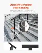 Nerūdijančio plieno trosų turėklai, laiptų turėklų stulpas, sidabras (106,7 x 5 x 2,5 cm, 1067 x 50 x 25 mm) - Image 4