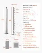 Nerūdijančio plieno trosų turėklai, turėklų stulpas, laiptų turėklai, balkono turėklai (1067 x 50,8 x 50,8 mm) - Image 7