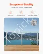 Nerūdijančio plieno trosų turėklai, turėklų stulpas, laiptų turėklai, balkono turėklai (1067 x 50,8 x 50,8 mm) - Image 3