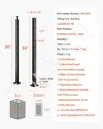 Nerūdijančio plieno trosų turėklai, turėklų stulpas, laiptų turėklai, balkono turėklai (914 x 25,4 x 50,8 mm) - Image 7