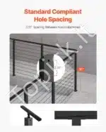 Nerūdijančio plieno trosų turėklai, turėklų stulpas, laiptų turėklai, balkono turėklai (914 x 25,4 x 50,8 mm) - Image 4