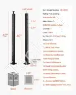 Nerūdijančio plieno trosų turėklai, turėklų stulpas, laiptų turėklai, balkono turėklai, juodas (106,7 x 5 x 5 cm, 1066 x 49,8 x 49,8 mm) - Image 7