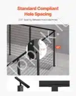 Nerūdijančio plieno trosų turėklai, turėklų stulpas, laiptų turėklai, balkono turėklai, juodas (106,7 x 5 x 5 cm, 1066 x 49,8 x 49,8 mm) - Image 4