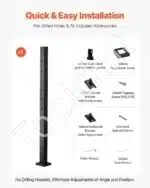 Nerūdijančio plieno trosų turėklai, turėklų stulpas, laiptų turėklai, balkono turėklai, juodas (106,7 x 5 x 5 cm, 1066 x 49,8 x 49,8 mm) - Image 6