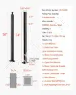 Nerūdijančio plieno trosų turėklai, turėklų stulpas, laiptų turėklai, balkono turėklai, juodas (914 x 50,8 x 50,8 mm) - Image 7