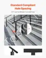 Nerūdijančio plieno trosų turėklai, turėklų stulpas, laiptų turėklai, balkono turėklai, juodas (914 x 50,8 x 50,8 mm) - Image 4