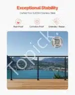 Nerūdijančio plieno trosų turėklai, turėklų stulpas, laiptų turėklai, balkono turėklai, juodas (914 x 50,8 x 50,8 mm) - Image 3