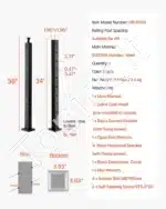 Nerūdijančio plieno trosų turėklai, turėklų stulpas, laiptų turėklai, balkono turėklai, juodas (914 x 50,8 x 50,8 mm) - Image 7