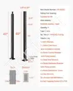 Nerūdijančio plieno trosų turėklų stulpas, juodas (1067 x 30 x 50 mm) - Image 6