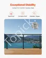 Nerūdijančio plieno trosų turėklų stulpas, juodas (1067 x 30 x 50 mm) - Image 2