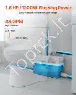 Nuotekų pakėlimo stotelė su smulkintuvu 1200W,180L/min - Image 4