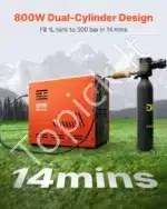 PCP Oro Kompresorius 800 W su Dvigubu Cilindru – 4500 PSI / 30 MPa - Image 2