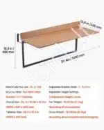 Pakabinamas sulankstomas balkono stalas 1000 × 345 mm - Image 7