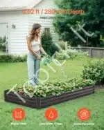 Pakeliama metalinė daržovių lysvė, 240 x 120 x 28 cm, tamsiai pilka - Image 2