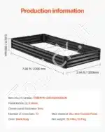 Pakeliama metalinė daržovių lysvė, 240 x 120 x 28 cm, tamsiai pilka - Image 7