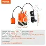 Panardinamas drenažinis siurblys, 320 W  6000 Lh - Image 6