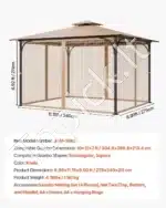 Pavėsinės tinklelis nuo uodų, 275 x 340 x 211 cm - Image 8