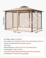 Pavėsinės tinklelis nuo uodų, 275 x 340 x 220 cm - Image 8