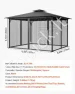 Pavėsinės tinklelis nuo uodų, 275 x 375 x 205 cm - Image 7