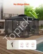 Pavėsinės tinklelis nuo uodų, 340 x 340 x 226 cm - Image 5