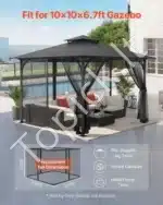 Pavėsinės tinklelis nuo uodų, 340 x 340 x 226 cm - Image 2