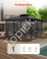 Pavėsinės tinklelis nuo uodų, 340 x 340 x 226 cm - Image 5