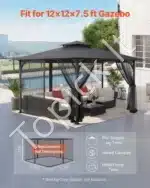 Pavėsinės tinklelis nuo uodų, 340 x 340 x 226 cm - Image 2