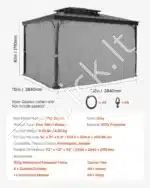 Pilkos spalvos 4 dalių pavėsinės užuolaidos 284 × 284 × 211 cm - Image 4