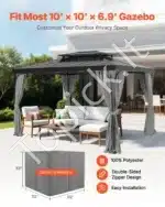 Pilkos spalvos 4 dalių pavėsinės užuolaidos 284 × 284 × 211 cm - Image 6