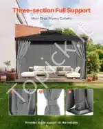 Pilkos spalvos 4 pusių pavėsinės užuolaidos 283 × 340 × 203,5 cm - Image 6