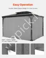 Pilkos spalvos 4 pusių pavėsinės užuolaidos 283 × 340 × 203,5 cm - Image 4