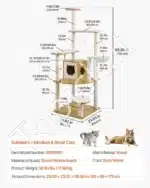 Platus kačių medis / bokštas – 600 × 600 × 1750 mm - Image 7