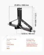 Priekabos kablys traktoriui, 1360 kg, 66 x 16,5 x 45 cm - Image 7