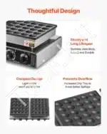 Profesionali elektrinė keptuvė olandiškiems blyneliams, 1800 W, 50 vnt. - Image 5