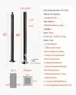 Profesionalus nerūdijančio plieno trosų turėklų stulpas 1067 x 50,8 x 50,8 mm - Image 7