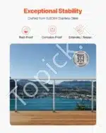 Profesionalus nerūdijančio plieno trosų turėklų stulpas (91,4 cm) - Image 3