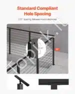 Profesionalus nerūdijančio plieno trosų turėklų stulpas 914 x 50,8 x 50,8 mm - Image 4