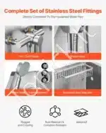 Profesionalus šunų vonios stovas – nerūdijančio plieno, 870 mm x 490 mm x 1225 mm - Image 5