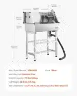 Profesionalus šunų vonios stovas – nerūdijančio plieno, 870 mm x 490 mm x 1225 mm - Image 7